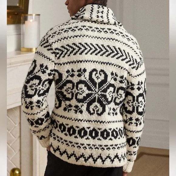 Ralph Lauren Purple Label black and cream cashmere shawl cardigan